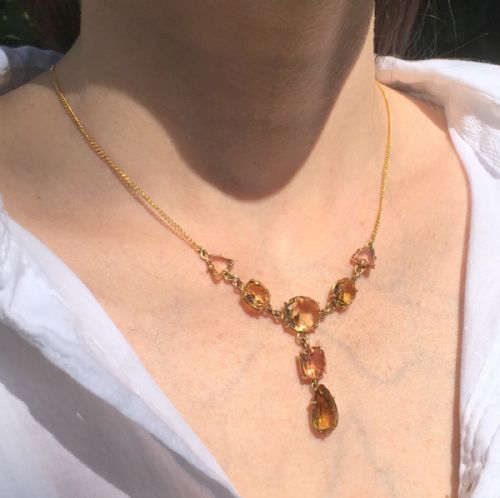 fig 1. Victorian Topaz & Citrine Drop Necklace, circa 1900
