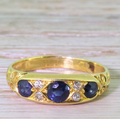 fig 1. Edwardian 0.50 Sapphire & Old Cut Diamond Ring, dated 1908