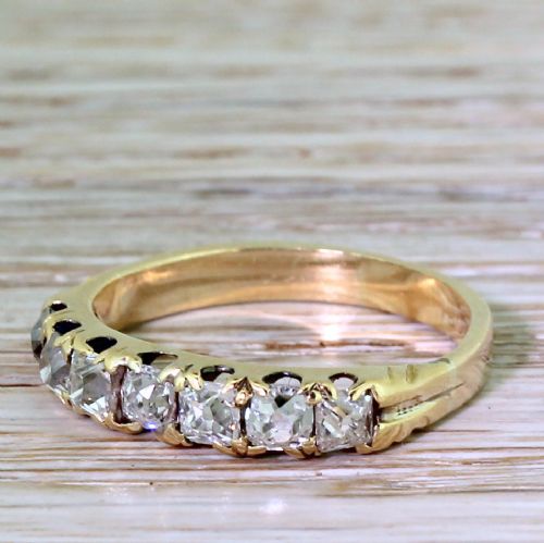 Victorian 1.00 Carat Old Cut Diamond Seven Stone Ring, Circa 1850
