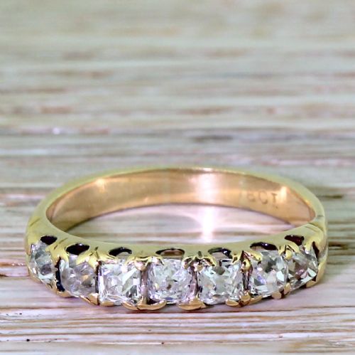 fig 1. Victorian 1.00 Carat Old Cut Diamond Seven Stone Ring, circa 1850
