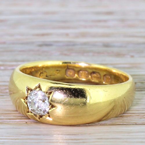 Victorian 0.33 Carat Old Cut Diamond Band Ring, Dated 1887

