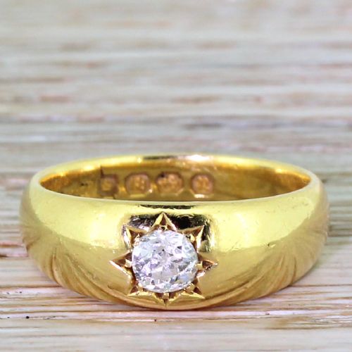 fig 1. Victorian 0.33 Carat Old Cut Diamond Band Ring, dated 1887