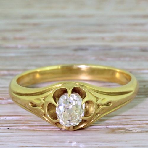 fig 1. Victorian 0.59 Carat Old Cut Diamond Solitaire Engagement Ring, circa 1900
