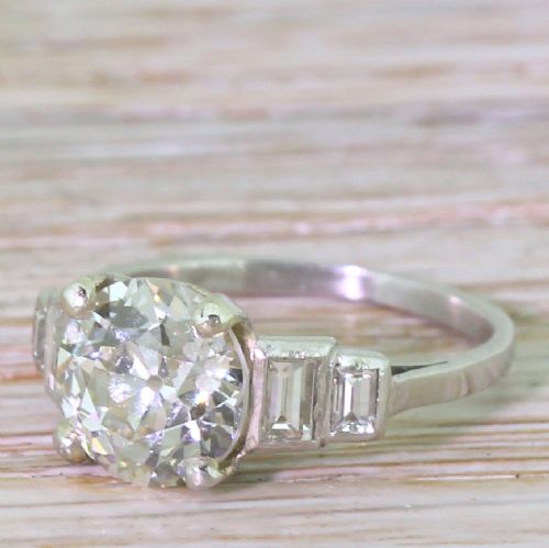 Art Deco 2.14 Carat Old Cut Diamond Engagement Ring, Circa 1920
