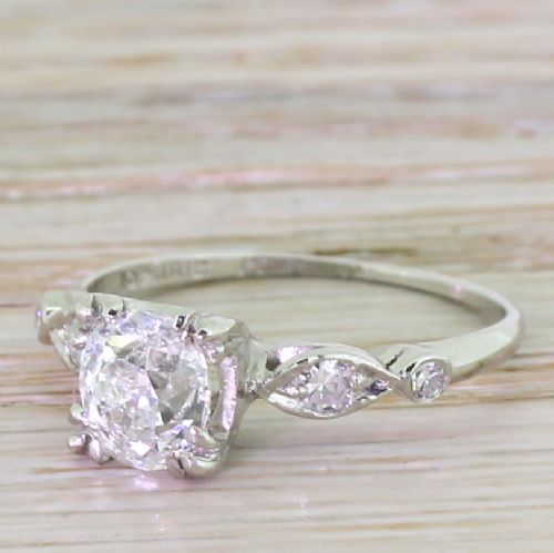 Art Deco 1.11 Carat Old Cut Diamond Engagement Ring, Circa 1925
