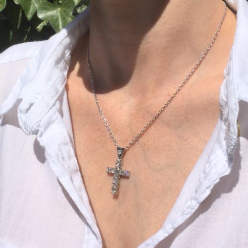 fig 1. Mid Century 1.45 Carat Old Cut Diamond Cross Pendant, circa 1945
