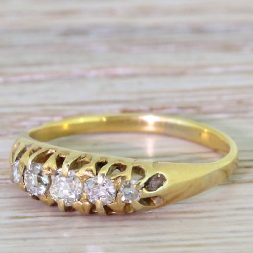 Victorian 0.28 Carat Old Cut Diamond Five Stone Ring, Circa 1900
