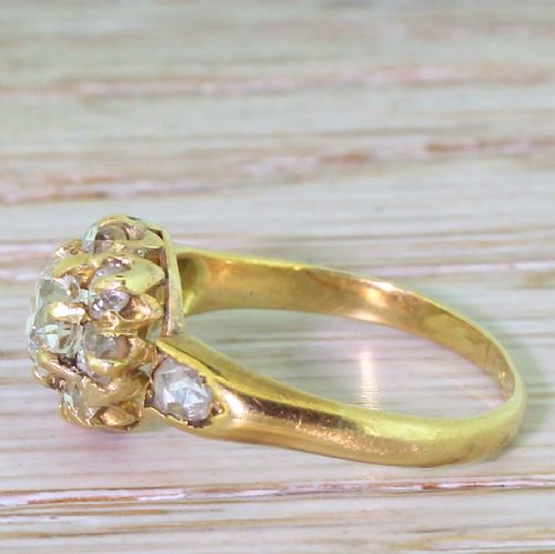 fig 2. Victorian 1.00 Carat Old Cut Diamond Target Cluster Ring, circa 1900