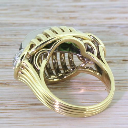 fig 2. Retro Green Tourmaline & Diamond Cocktail Ring, circa 1945