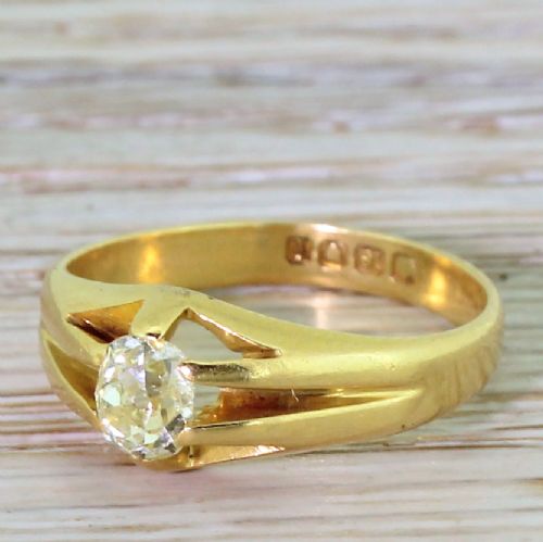 Early 20th Century 0.50 Carat Old Cut Diamond Solitaire Ring, Dated 1904
