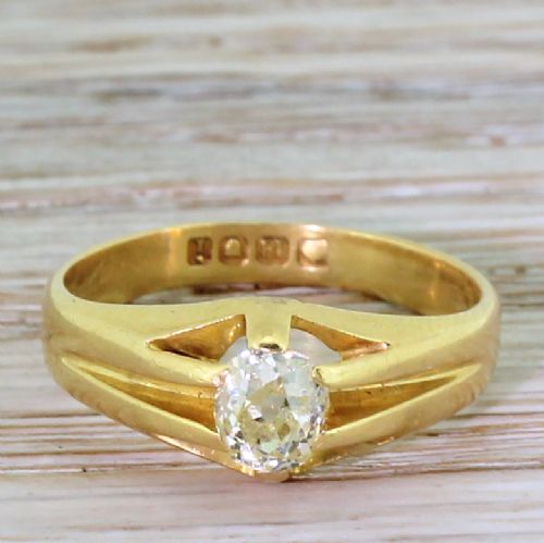 fig 1. Early 20th Century 0.50 Carat Old Cut Diamond Solitaire Ring, dated 1904
