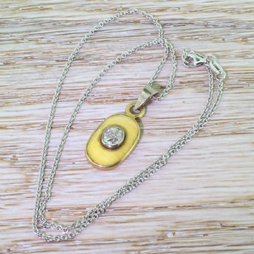 Art Deco 0.74 Carat Old Cut Diamond & Cream Pendant, Circa 1930
