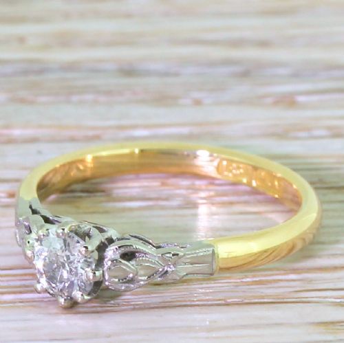 Art Deco 0.35 Carat Old Cut Diamond Engagement Ring, Circa 1940
