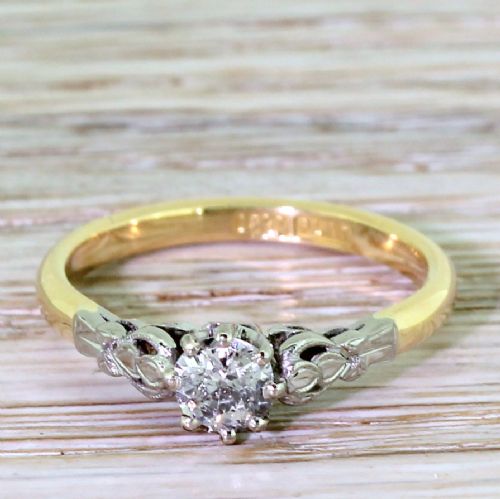 fig 1. Art Deco 0.35 Carat Old Cut Diamond Engagement Ring, circa 1940
