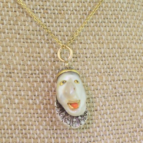 Victorian Natural Baroque Pearl “Jester” Pendant, Circa 1850
