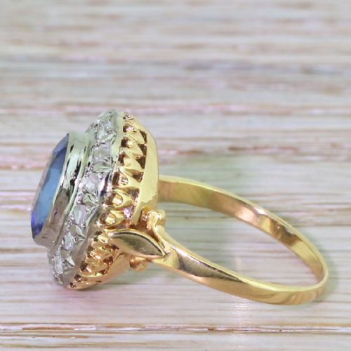 fig 2. Art Deco 2.70 Carat Natural Ceylon Sapphire & Rose Cut Diamond Ring, circa 1935
