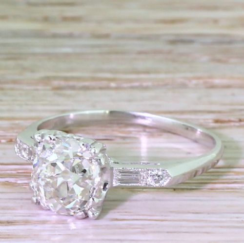 Art Deco 1.95 Old Cut Diamond Engagement Ring, Circa 1925
