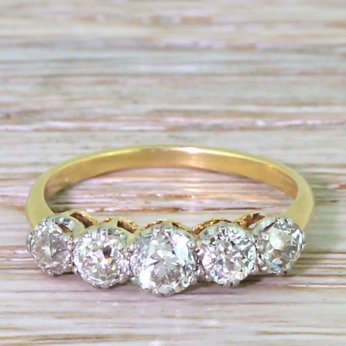 fig 1. Edwardian 1.50 Carat Old Cut Diamond Five Stone Ring, circa 1910