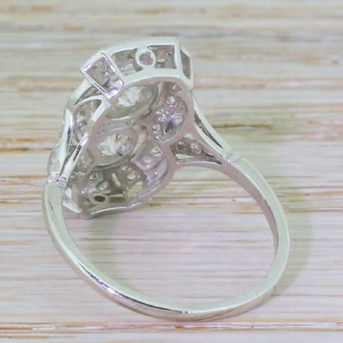 fig 3. Art Deco 2.00 Carat Old Cut Diamond Two Stone Cluster Ring, circa 1915