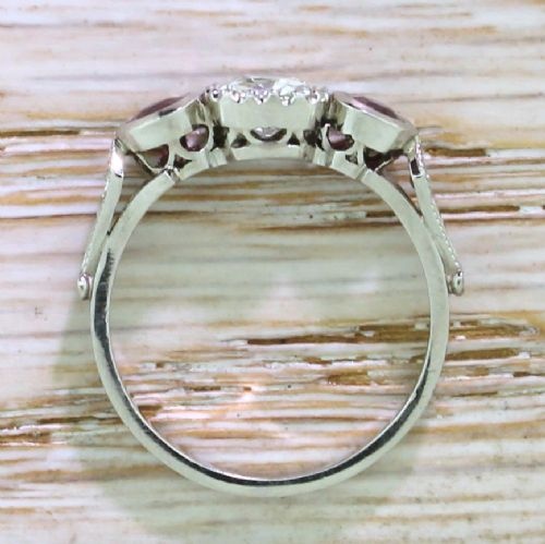 fig 3. Art Deco 0.75 Carat Old Cut & Ruby Trilogy Ring, circa 1915