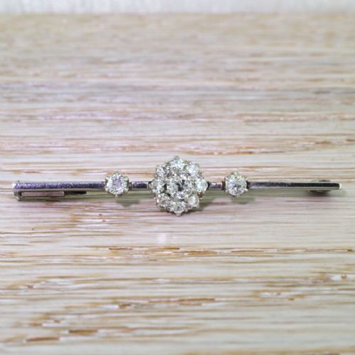 fig 1. Art Deco 0.70 Carat Old Cut Diamond Cluster Pin Brooch, circa 1935
