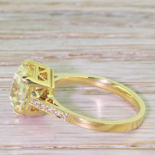 fig 1. 3.66 Carat Fancy Light Yellow Diamond Engagement Ring, 18k Yellow Gold
