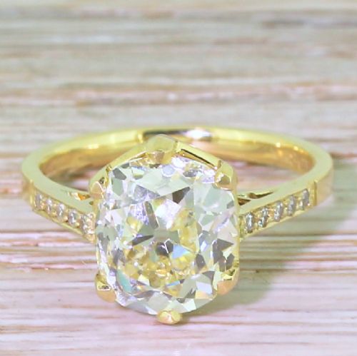 fig 2. 3.66 Carat Fancy Light Yellow Diamond Engagement Ring, 18k Yellow Gold
