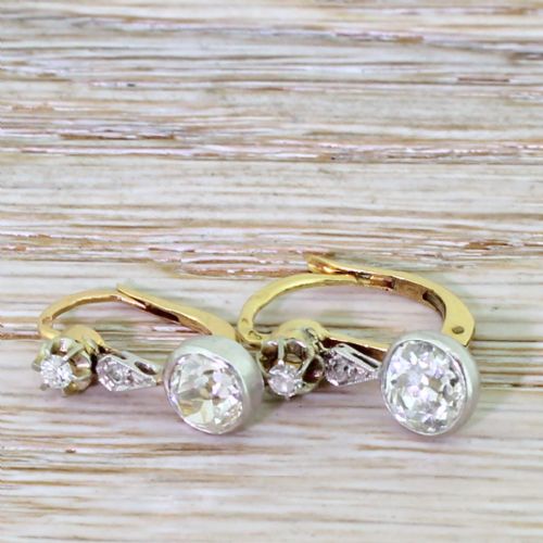 fig 1. Edwardian 2.38 Old Cut Diamond Drop Earrings, circa 1910