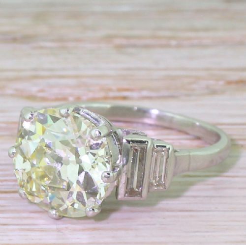 Art Deco 4.04 Carat Old Cut Diamond Engagement Ring, Circa 1930
