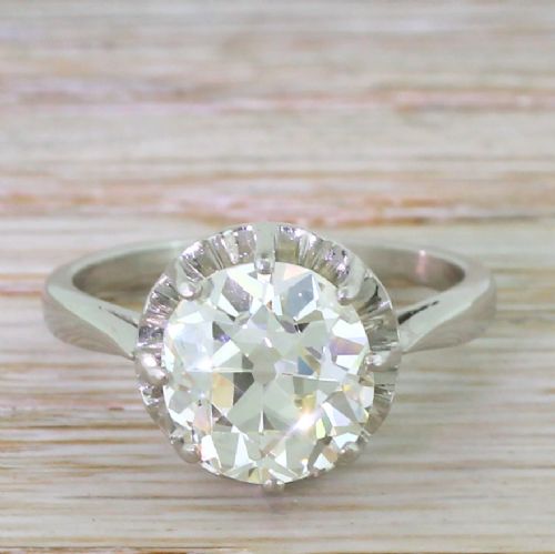 fig 1. Art Deco 3.22 Carat Old Cut Diamond Engagement Ring, French, circa 1930
