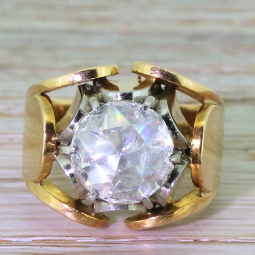 fig 2. Mid Century 2.06 Carat Rose Cut Diamond “Lotus” Ring, circa 1950
