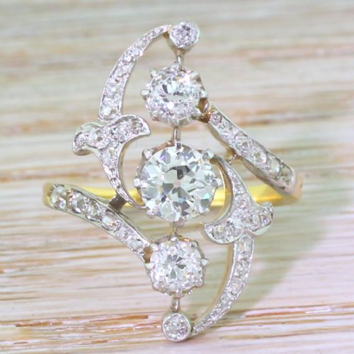 fig 1. Art Nouveau 1.76 Carat Old Cut Diamond Ring, circa 1905
