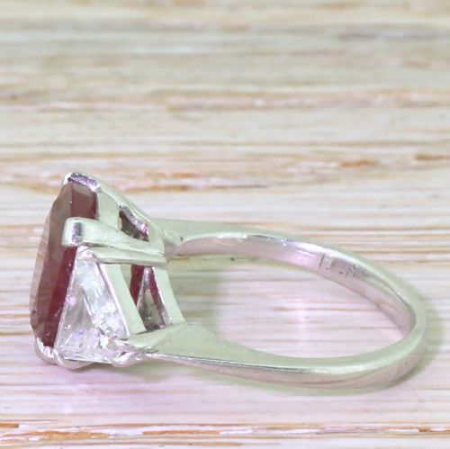 fig 2. Mid Century 3.60 Carat Natural Ruby & Triangle Cut Diamond Ring, circa 1950