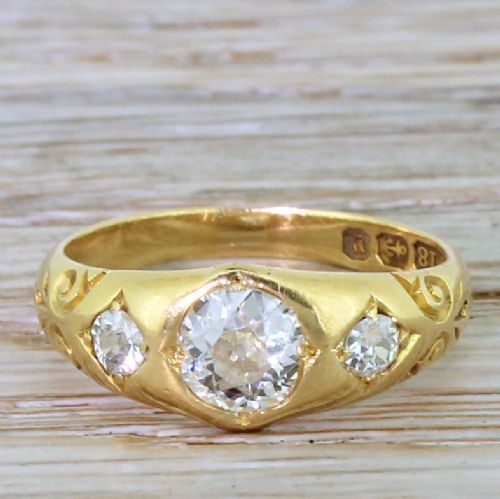 fig 1. Victorian 0.83 Carat Old Cut Diamond Trilogy Ring, dated 1898