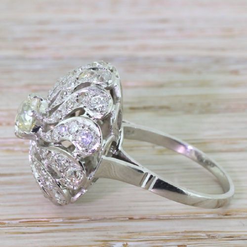 fig 2. Edwardian 3.28 Carat Old Cut Diamond Bombé Cluster Ring, circa 1910
