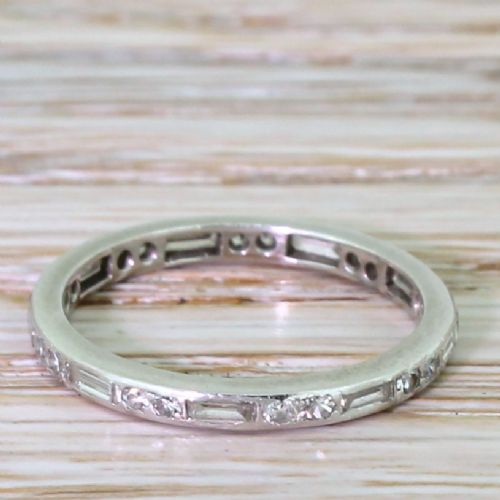 Art Deco 0.81 Carat Baguette Cut & Eight-cut Diamond Eternity Ring, Circa 1940
