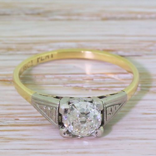 fig 1. Edwardian 0.92 Carat Old Cut Diamond Engagement Ring, circa 1910