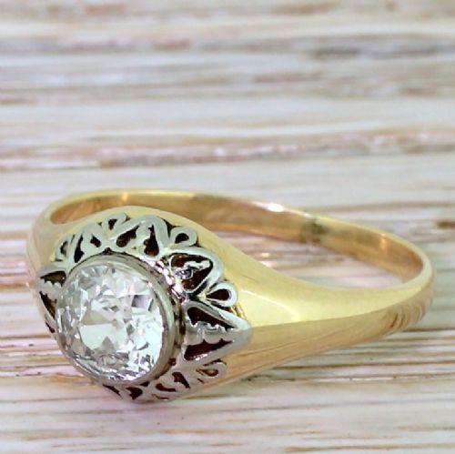 Art Deco 0.80 Carat Old Cut Diamond Solitaire Ring, Circa 1940
