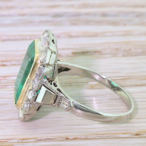 fig 2. Art Deco 7.50 Carat Emerald & Rose Cut Diamond Cluster Ring, circa 1930