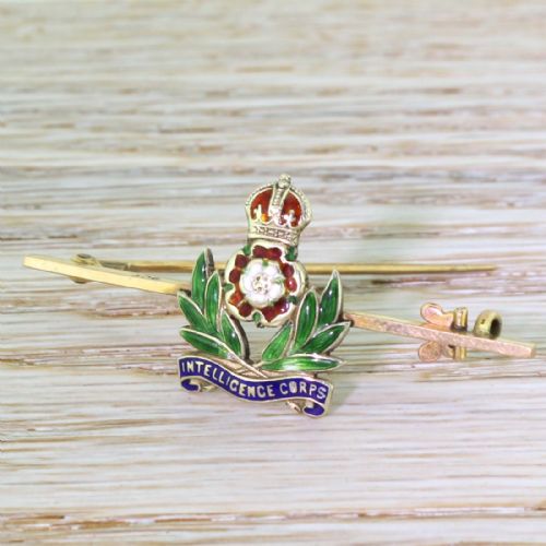Mid Century Intelligence Corps Enamel Pin Brooch, Circa 1950
