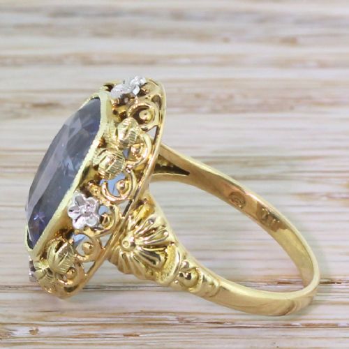 fig 2. Edwardian 8.04 Carat Natural Ceylon Sapphire Ring, circa 1910