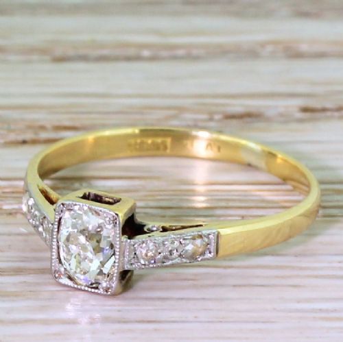 Edwardian 0.45 Carat Old Cushion Cut Diamond Engagement Ring, Circa 1905
