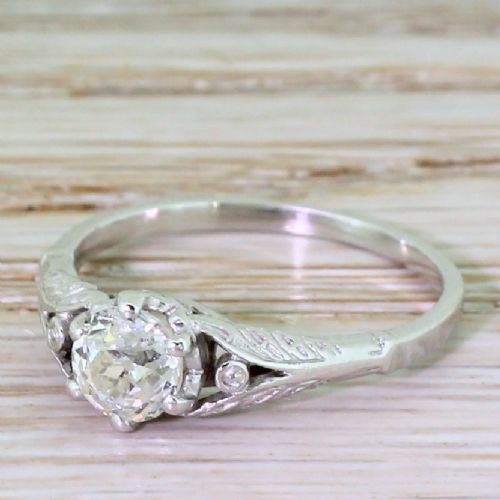 Art Deco 0.68 Carat Old Cut Diamond Engagement Ring, Circa 1930
