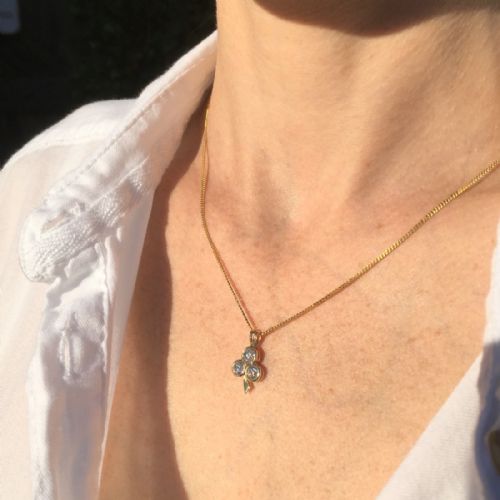 fig 1. Art Deco 0.80 Carat Old Cut “Triple” Diamond Pendant, circa 1935
