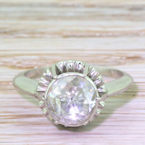 fig 1. Mid Century 1.25 Carat Rose Cut Diamond Engagement Ring, circa 1950