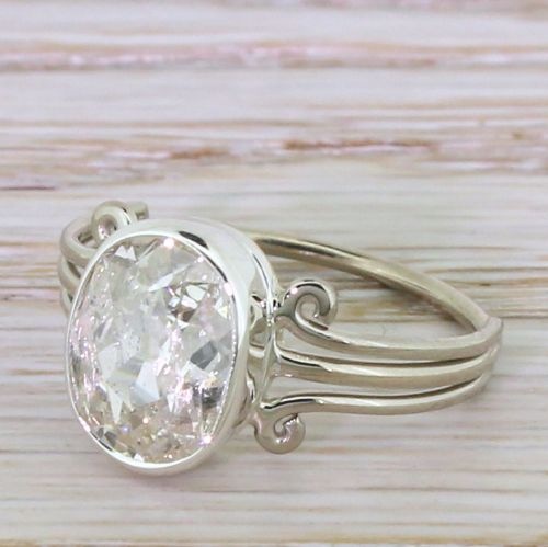 Art Deco 2.03 Carat Old Oval Cut Diamond Engagement Ring, Circa 1935
