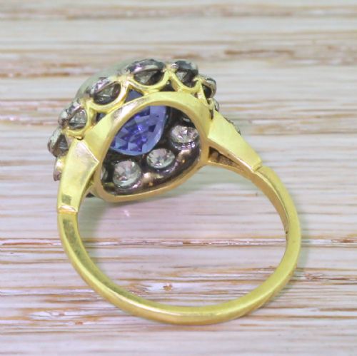 fig 3. Art Deco 5.76 Carat Natural Ceylon Sapphire & Old Cut Diamond Cluster Ring, circa 1925
