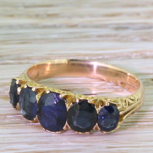 Victorian 2.00 Carat Sapphire Five Stone Ring, Circa 1900
