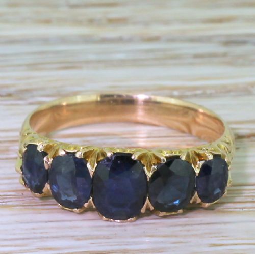 fig 1. Victorian 2.00 Carat Sapphire Five Stone Ring, circa 1900