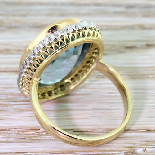 fig 3. Retro 16.92 Carat Aquamarine & Rose Cut Diamond Cluster Ring, circa 1945
